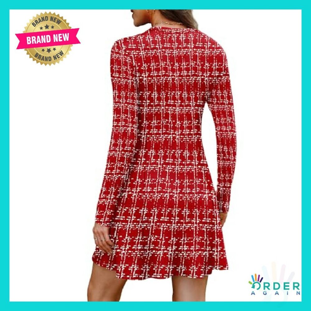 Long Sleeve Ribbed Knit Sweater Dress Bodycon A-Line Chic Fall - Picture 6 of 8